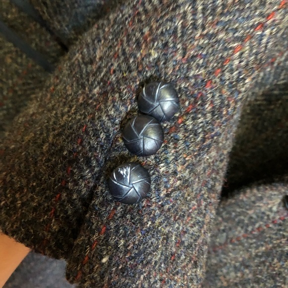 80's Men's Blue Plaid Wool Blazer - Size Med - Chest 42 - Unisex Wool Blazer - Picture 11 of 12